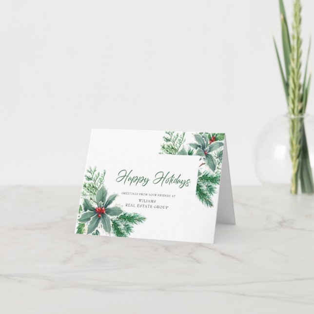 Festive Holly Berry Gren jul Corporate Helgkort (Framsida)