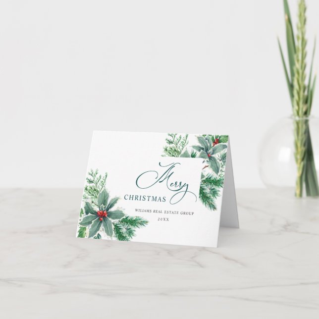 Festive Holly Berry Gren jul Corporate Helgkort (Framsida)