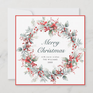 Festive Holly Berry jul-andedräkt Boho Julkort
