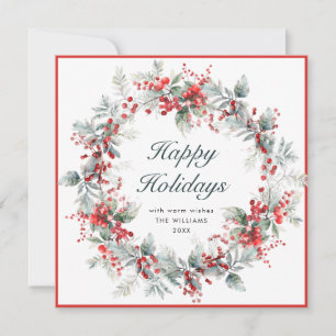 Festive Holly Berry jul-andedräkt Boho Julkort