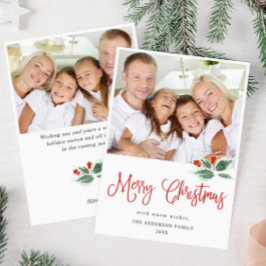 Festive Holly Berry jul Hälsning 2 PHOTO Julkort