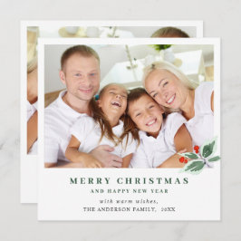 Festive Holly Berry jul Hälsning 2 PHOTO Julkort