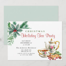 Festive Holly Berry jul Helgdag Tea Party Inbjudningar