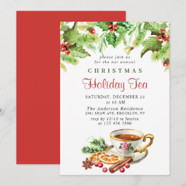 Festive Holly Berry jul Helgdag Tea Party Inbjudningar