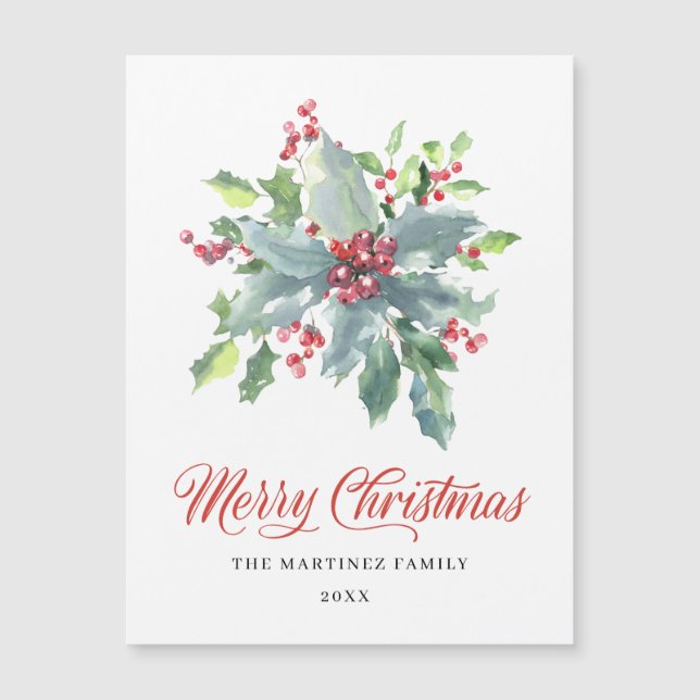 Festive Holly Berry jul Magnetic Card (Framsida)