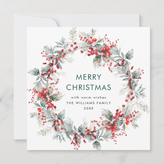 Festive Holly Berry jul Mistletoe Wandan Julkort (Framsida)