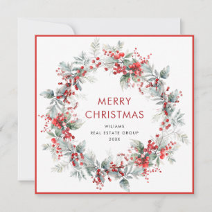 Festive Holly Berry-julandekorset Julkort