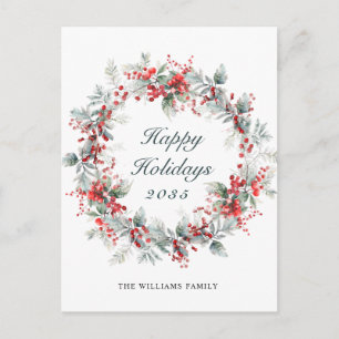Festive Holly Berry-julfransandandning Helg Vykort
