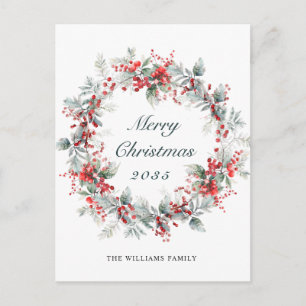 Festive Holly Berry-julfransandandning Helg Vykort