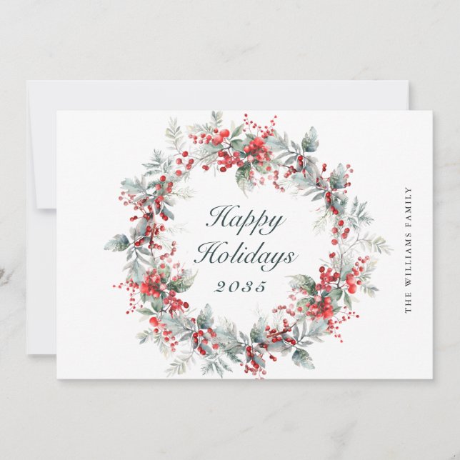 Festive Holly Berry-julfransandandning Julkort (Framsida)