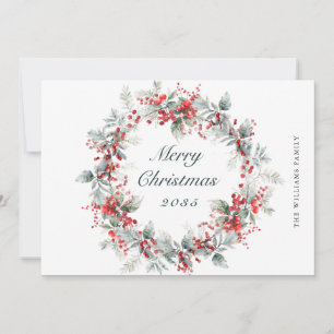 Festive Holly Berry-julfransandandning Julkort