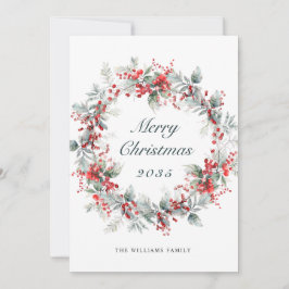 Festive Holly Berry-julfransandandning Julkort