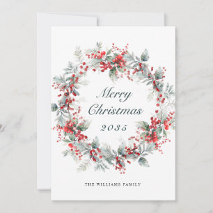 Festive Holly Berry-julfransandandning Julkort