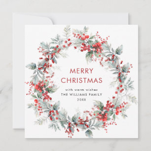 Festive Holly Berry-julkrans Rustit Julkort