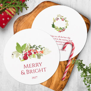 Festive Holly Berry och Evergreen Watercolor Card Inbjudningar