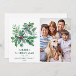Festive Holly Berry PHOTO-jul Hälsning Julkort