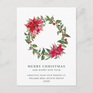 Festive Holly Berry Poinsettia jul Corporate Helg Vykort