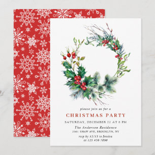 Festive Holly Berry Wandeandan Helgdag jul Party Inbjudningar