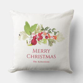 Festive Holly Berry Watercolor Kudde