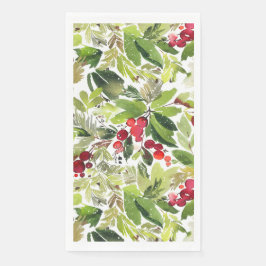 Festive Holly Berry Watercolor Pappersservett