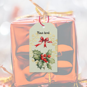 Festive Holly Bird Gift-Märkre Presentetikett