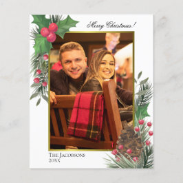 Festive Holly & Gräs BUDGET-julfotkort
