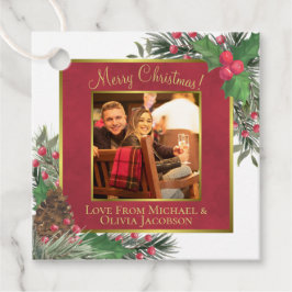 Festive Holly & Gräs med Photo God jul Gåvor Etiketter