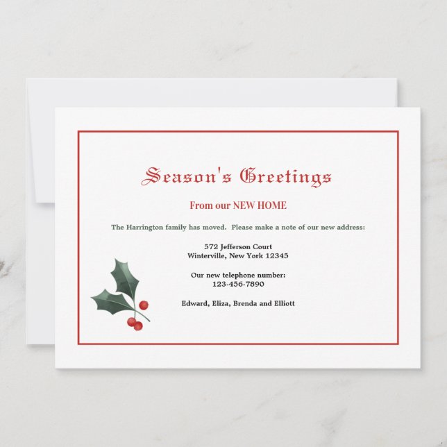 Festive Holly Helgdag Flytta Card Julkort (Framsida)
