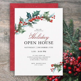Festive Holly Helgdag Open House Inbjudningar