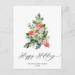 Festive Holly Julgran Hälsning Helgdag Vykort