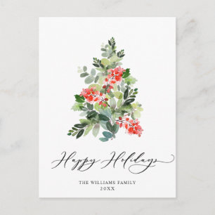 Festive Holly Julgran Hälsning Helgdag Vykort