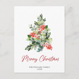 Festive Holly Julgran Hälsning Helgdag Vykort
