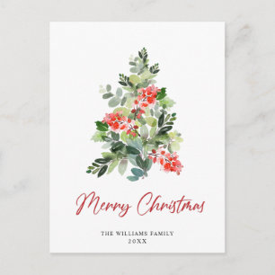 Festive Holly Julgran Hälsning Helgdag Vykort