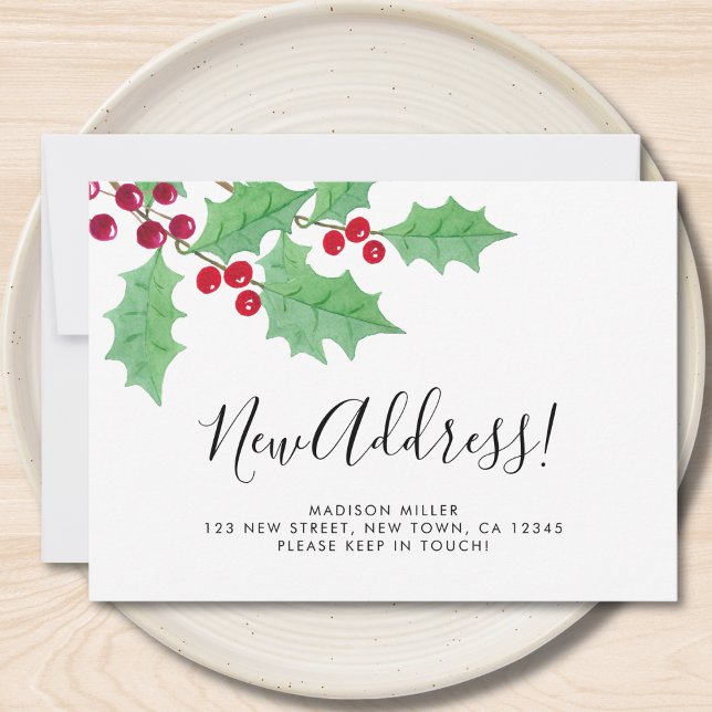 Festive Holly New Address Moving  Meddelande (Skapare uppladdad)