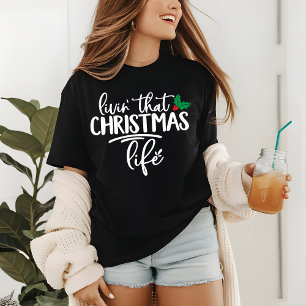 Festive Holly Typografiska jullivstid T Shirt