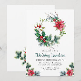 Festive Holly Wandandejul-Helgdag Luncheon Inbjudningar