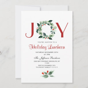 Festive Holly Wandeand Helgdag-julkluncheon Inbjudningar