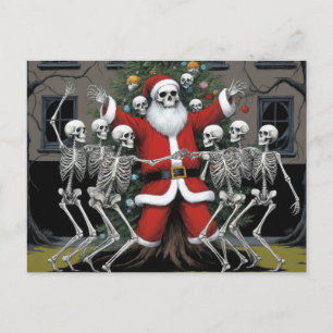 Festive Horror Santa och Dancing Skeletons Vykort