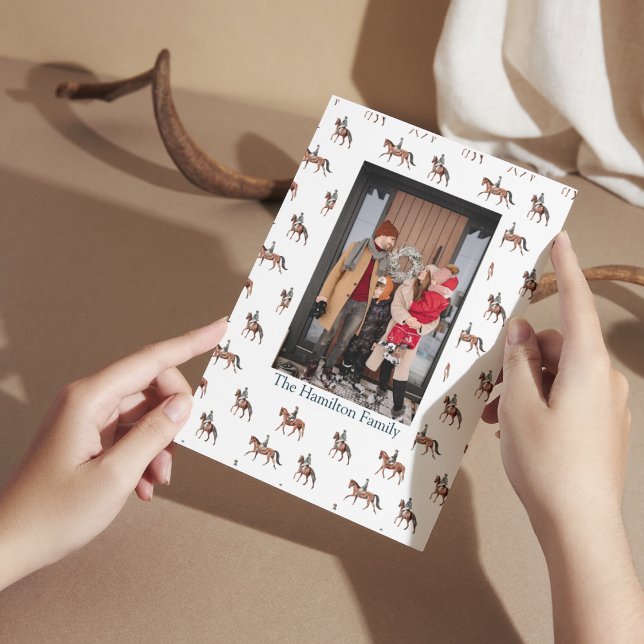 Festive Horse Equestrian Julfoto Julkort (Skapare uppladdad)