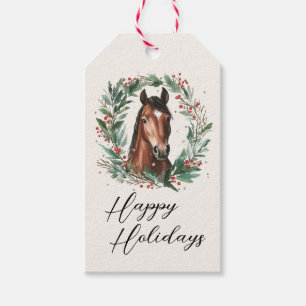 Festive Horse Julfrö Glad helg Presentetikett