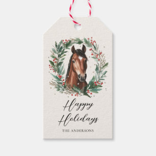 Festive Horse Julfrö Glad helg Presentetikett