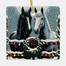 Festive Horses | God jul Julgransprydnad Keramik