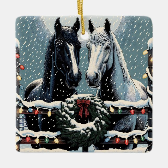 Festive Horses | God jul Julgransprydnad Keramik (Framsida)