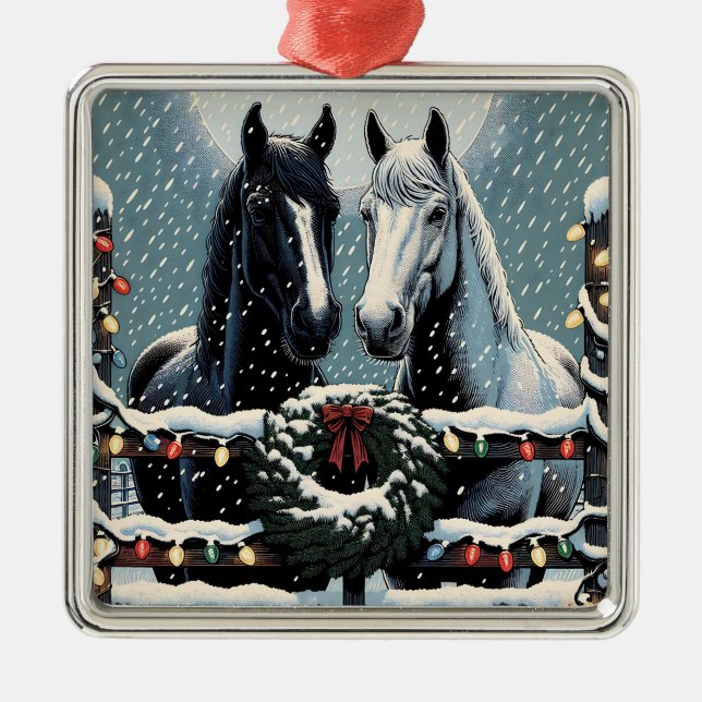 Festive Horses | God jul Julgransprydnad Metall (Framsidan)