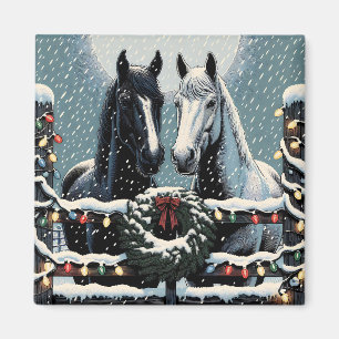 Festive Horses God jul Magnet