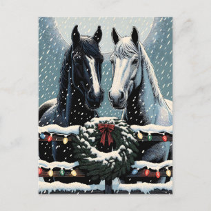 Festive Horses God jul Vykort