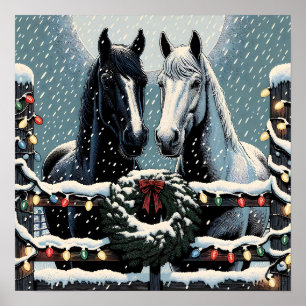 Festive Horses   Julkonst Poster