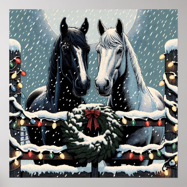 Festive Horses | Julkonst Poster (Framsidan)