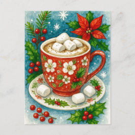 Festive Hot Cocoa Christmas Postcard Helg Vykort