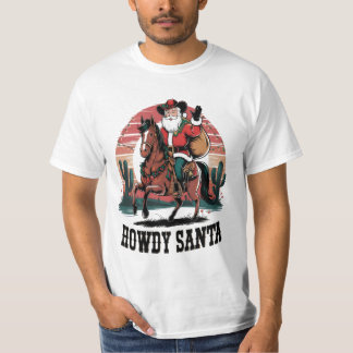 Festive Howdy Santa Cowboy Stil: Vilda western Twi T Shirt